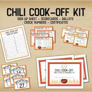 Chili Cook Off Ballots, Chili Voting Cards, Chili Score Cards, Chili Cook Off Sign Up Sheet, Chili Cookoff Printable