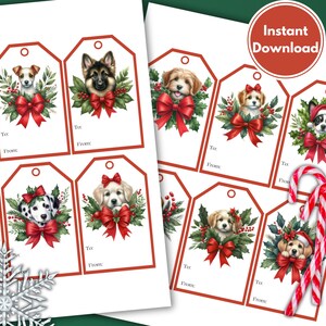 Puppy Dog Christmas Holiday Gift Tags