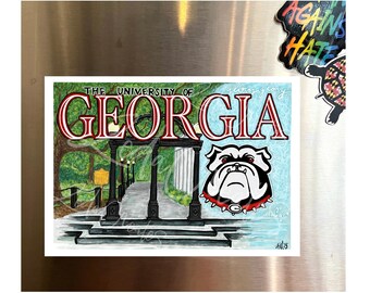 University of Georgia Bulldogs Painting Print, Magnet, 5" x 7"
