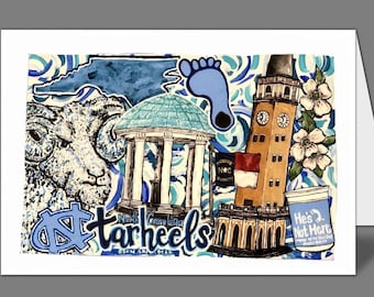 UNC Chapel Hill Tar Heels Collage Card, 5" x 7", Blank Interior