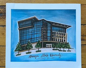 Georgia State University College of Law Watercolor Print 7.5" x 8.5"