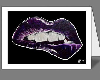 Purple Lips Card, 5" x 7", Blank Interior
