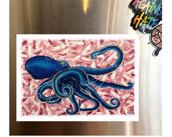 Free Octopi, Acrylic Painting, Print, Magnet, 5" x 7"