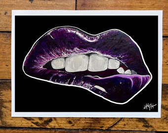 Purple Lips, Acrylic Painting, Print