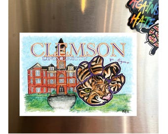 Clemson University Tigers Painting Print, Magnet, 5" x 7"