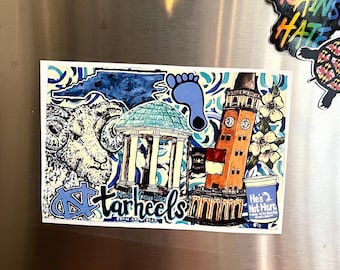 University of North Carolina TarHeels Chapel Hill Collage Print Magnet 4.75" x 7"