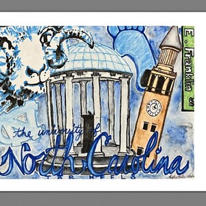 UNC Chapel Hill Tar Heels Card, 5&quot; x 7&quot;, Blank Interior