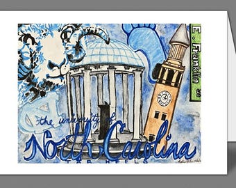 UNC Chapel Hill Tar Heels Card, 5" x 7", Blank Interior