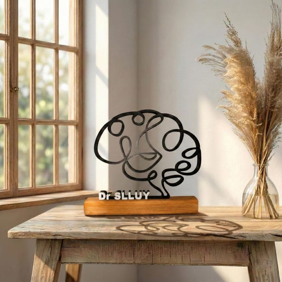 Cadeau Personnalisé Neurologue - Sculpture 3D Cerveau Médecin - Trophée Neurosciences - Idée Cadeau Docteur et Thèse chirurgien neurologue