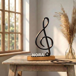 Clave de Sol Personalizada - Escultura 3D de Nota Musical - Troféu de Arte Musical - Ideia de Presente para Músicos e Professores