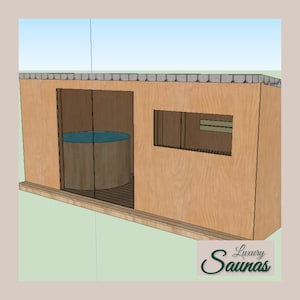 DIY Outdoor sauna woodworking plans. 5.5m x 2.4m (18 ft x 7 ft)