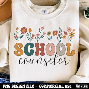 School Counselor png, Floral School Counselor png, Boho Counselor Shirt png Design, Spring Counselor Sublimation, Mental Health Educator png