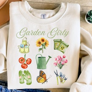 Jardin Girly PNG, Design esthétique de chemise de jardinage Png, aquarelle pour amateur de jardinage Png, Cottagecore Floral Garden Png, Sublimation de jardinage