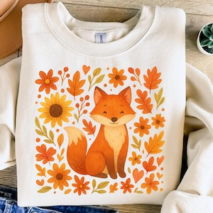 Renard automne PNG, conception de chemise Floral Boho renard automne Png, sublimation animaux de la forêt automne PNG, tendance amant de renard PNG, fleurs rustiques automne renard Png