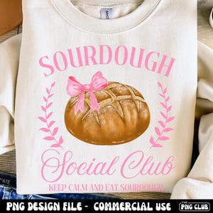 Amante de Fermento Natural PNG, Pão de Fermento Natural Coquete PNG, Camisa de Pão do Social Club PNG, Pão Moderno Estético PNG, Laço Rosa Feminino Sublimado PNG