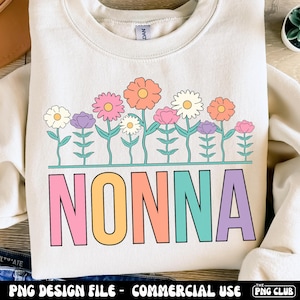 Nonna floral PNG, Nonna primaveral pastel PNG sublimación, Diseño de camiseta de Nonna con flores silvestres PNG, Abuela PNG, Nonna jardín PNG, Revelación de embarazo