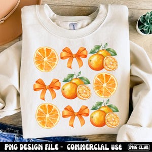 Orange Coquette PNG, Cottagecore Orange PNG Shirt Design, Vintage Citrus Aesthetic PNG Sublimation, Rustic Fruit Clipart, Orange Fruit Bow Png