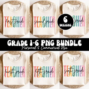 Lehrer-Grade-Level-Png-Bundle, Lehr-Team-Shirt-Design Png-Bundle, Grundschullehrer Png-Sublimation, erster Tag zurück in die Schule Png