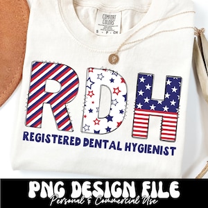 Higienista dental registrado RDH EUA 4 de julho PNG Sublimação, Design de camisa de independência de higienista dental, Presente de 4 de julho Higienista dental Rdh