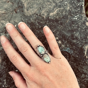 Carico Lake Turquoise Sterling Silver Ring: Southwestern Style, Size 5.5