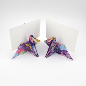 Origami Kranich Platzkartenhalter #6B + Blankokarten - 12 Stück, aus handgeschöpftem Papier