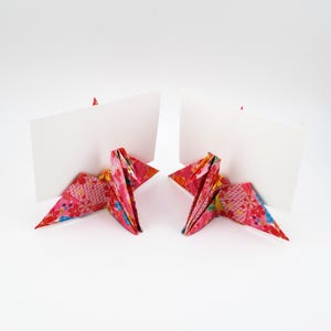 Origami Crane Place-kaarthouders #6R + blanco kaarten - 12 stuks, handgemaakte papieren kaarthouders