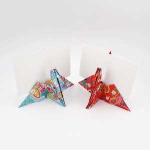 Origami Kranich Tischkartenhalter #4 + Blankokarten - 30 Stück, aus handgeschöpftem Papier