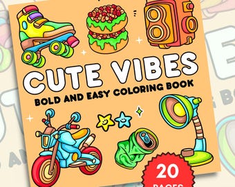 Vibes Coloring Book, Bold Illustrations (Digital Download