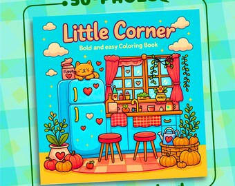 Little Corner Coloring Book PDF | Cozy Spaces Printable Coloring Pages | Cute Cozy Corner Bold Line Art | Digital Download
