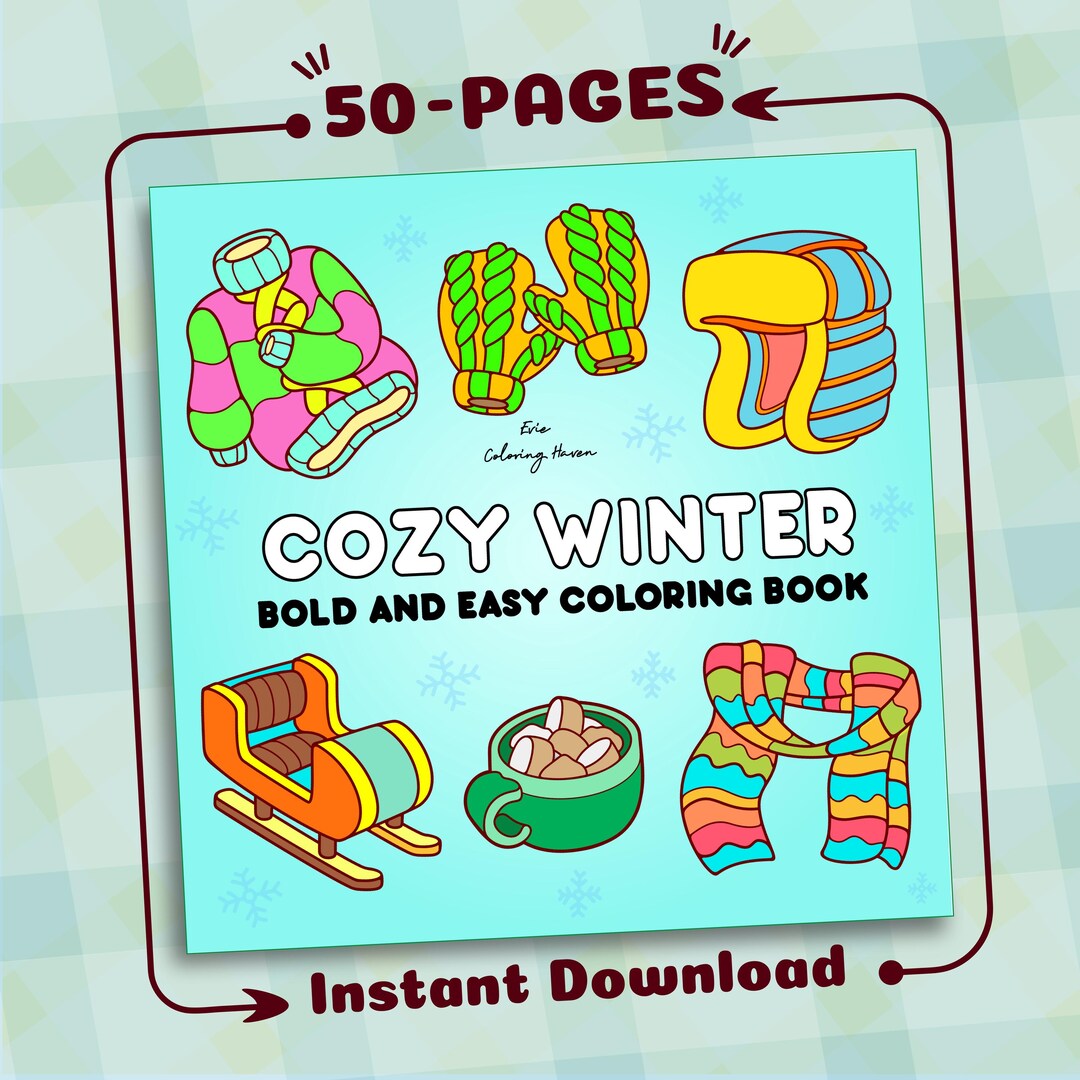 Cozy Winter Coloring Book | Easy Kids Christmas, Holiday (PDF Download ...