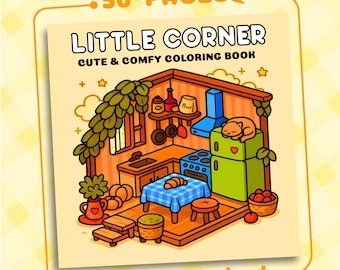 Little Corner Coloring Book PDF – Cozy Corner Coloring Pages, Cute Cozy Spaces, Bold Line Art, Printable Digital Download