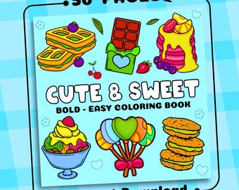 Sweets Coloring Book, Bold Line Designs (Digital Download)