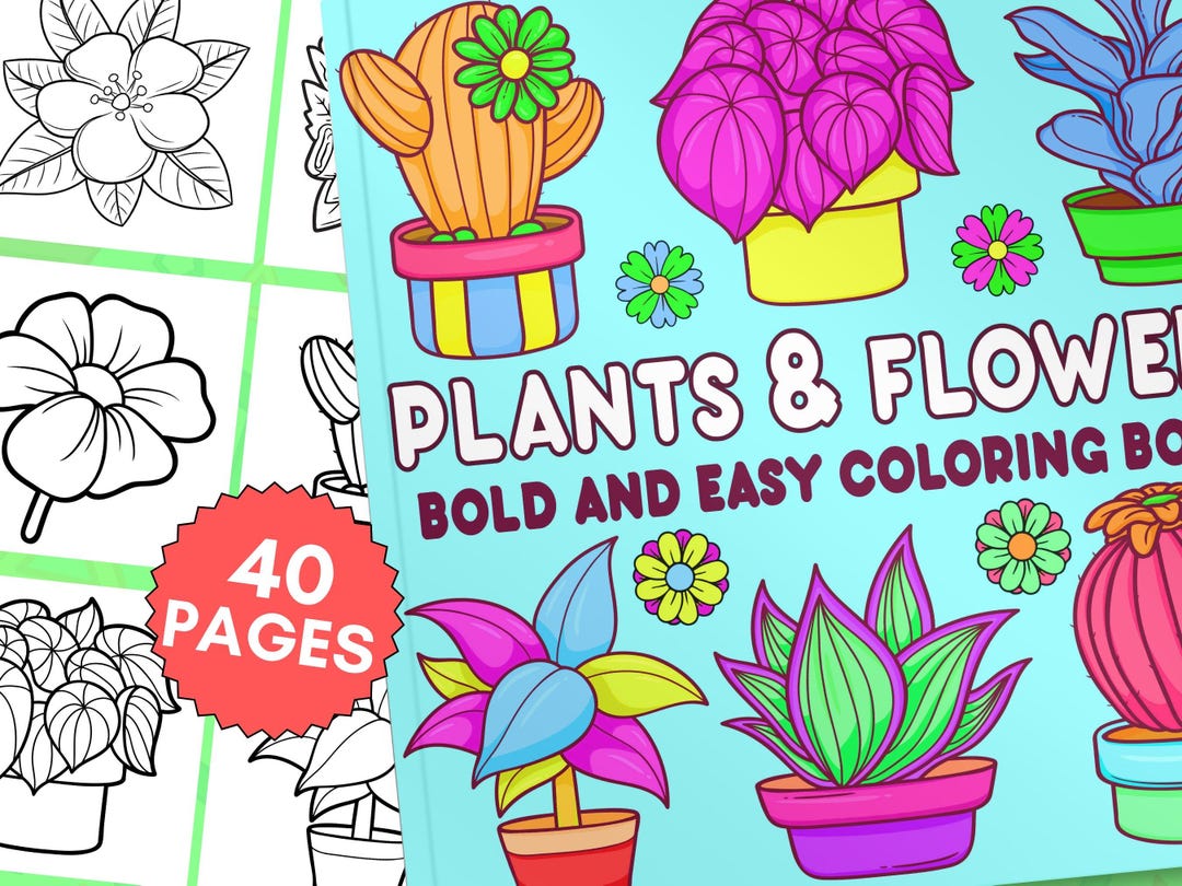 Bold & Easy Flowers and Plants Coloring Pages, Fun Printable PDF ...