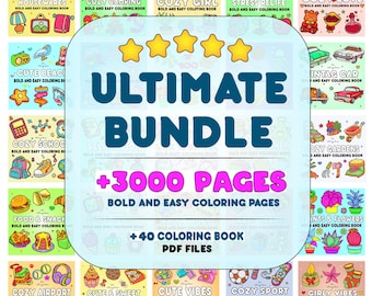 3000+ Bold & Easy Coloring Pages Bundle | 40+ Fun PDF Books for Kids And Adults