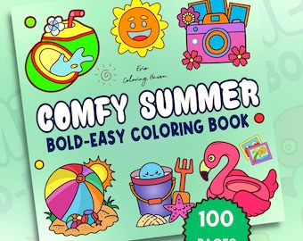 Summer Coloring Book: 100 Bold & Easy Pages (Printable PDF Download)
