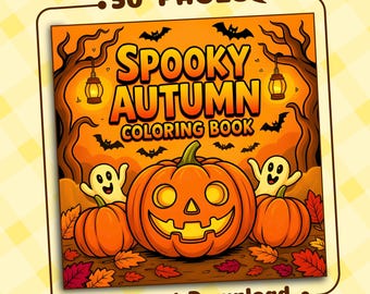Spooky Autumn Coloring Book | 50 Kawaii Halloween Pages (PDF)