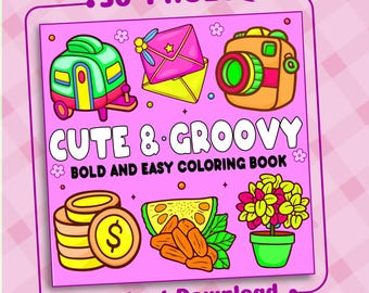 Groovy Coloring Book, 50 Bold Pages (Digital Download)