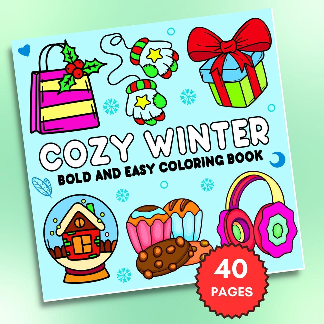 Winter Coloring Pages: 40 Easy Bold Designs (instant Download PDF) - Etsy
