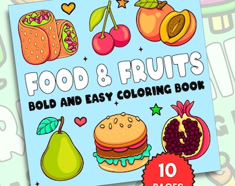 Vibrant Food & Fruits Coloring Book - Easy, Fun and Stress-Relieving Digital Pages for All Ages