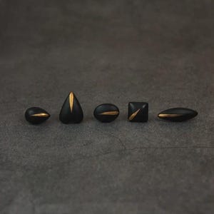 Black Geometric Porcelain Earrings with Gold Touch