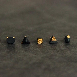 Black Porcelain Earrings with Gold Touch