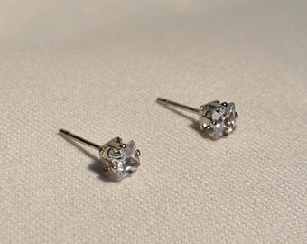 Diamond Cubic Zirconia Small Square Stud Earrings