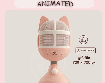 Animated Cat Pinky microphone stand |  Vtuber asset  |  Vtuber studio assets | gif png file | High Quality