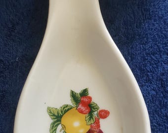 Vintage Ceramic Spoon Rest: Fruit Design