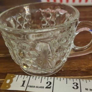 Vintage Fostoria American glass punch bowl cup mid 20th century