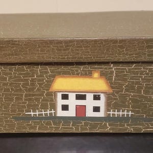 Primitive americana painted wood box Shipping is included in price