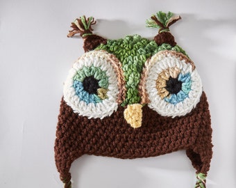 Kid's Owl Hat, crochet owl hat, baby owl hat, girl owl hat, crochet baby hat, newborn owl hat, animal hat, crochet owl,newborn photo prop,