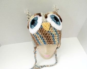 crochet owl hat, girl owl hat, owl beanie, animal hat, crochet owl, made in oregon, Halloween costume, bird feathers, gift for her, owl hat