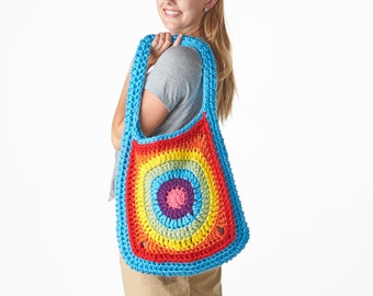 Shoulder bag,  Tote bag,  Handbag,  Rainbow bag, Rainbow, Gift for her, Crochet bag, Crochet granny square, Crochet bag, madewithpride