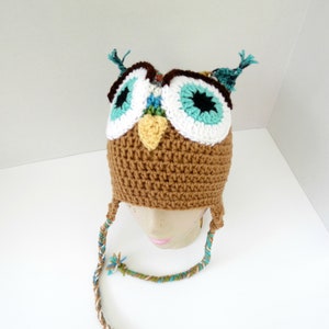 crochet owl hat, girl owl hat, owl beanie, animal hat, crochet owl, made in oregon, Halloween costume, bird feathers, gift for her, owl hat